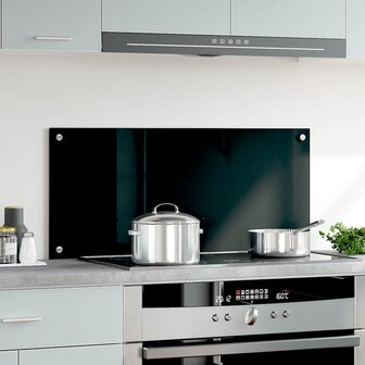 Spatscherm keuken 90x40 cm gehard glas zwart 3