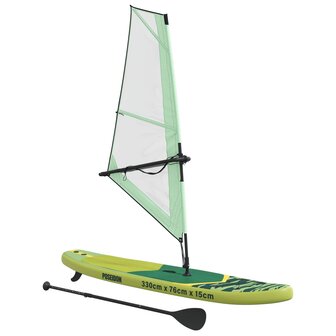 Opblaasbaar SUP Board met Zeil POSEIDON 330 x 76 x 15 cm Groen 3