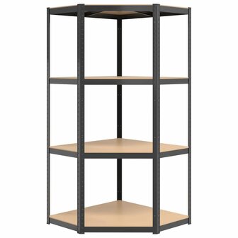 Opbergrek 4-laags staal en bewerkt hout antracietkleurig 4