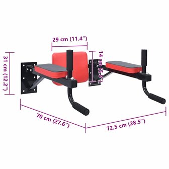 Dip station Zwart en Rood 72,5 x 70 x 31 cm Gepoedercoat staal 7