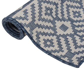 Buitenkleed met patroon platgeweven 100x200 cm blauw 3