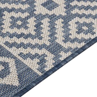 Buitenkleed met patroon platgeweven 100x200 cm blauw 4