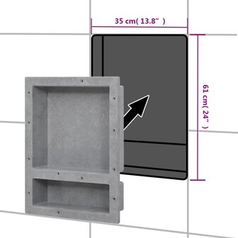 Douchenis met 2 vakken 41x51x10 cm matgrijs 6