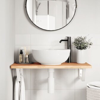 Badkamer wandschap staal en massief beukenhout 3