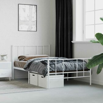 Bedframe met hoofd- en voeteneinde metaal wit 75x190 cm 4
