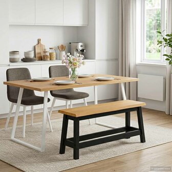 Eetbank EKAI Zwart 91,5 x 29 x 45,5 cm Massief grenenhout 1