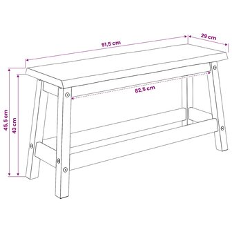 Eetbank EKAI Wit 91,5 x 29 x 45,5 cm Massief grenenhout 8