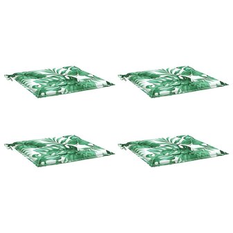 Stoelkussens 4 st bladpatroon 40x40x4 cm stof 3