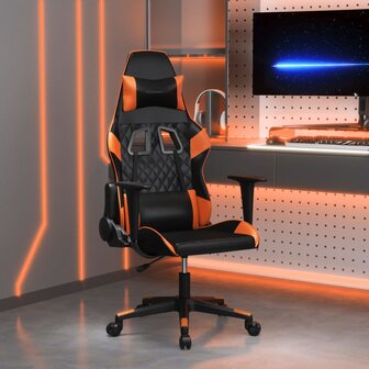 Massage gamestoel kunstleer zwart en oranje 1