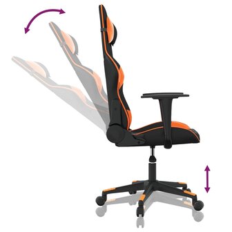 Massage gamestoel kunstleer zwart en oranje 6