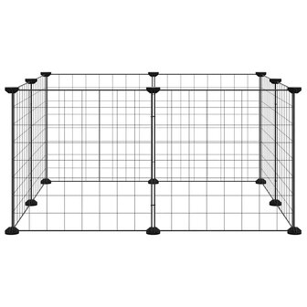 Vrijloophok met 8 panelen, zwart, 70x70x35 cm, staal 4