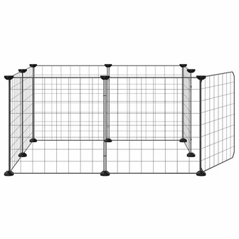 Vrijloophok met 8 panelen en deur, zwart 70x70x35 cm staal 5