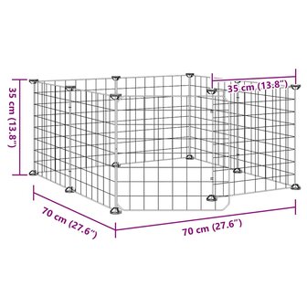 Vrijloophok met 8 panelen en deur, zwart 70x70x35 cm staal 8