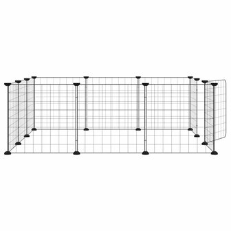 Vrijloophok met 12 panelen en deur, zwart 105x105x35 cm staal 5