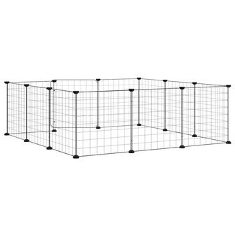 Vrijloophok met 12 panelen en deur, zwart 105x105x35 cm staal 6