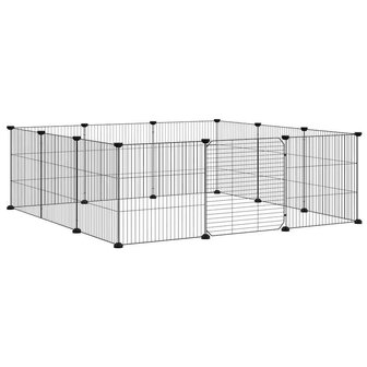 Vrijloophok met 12 panelen en deur, zwart 105x105x35 cm staal 3