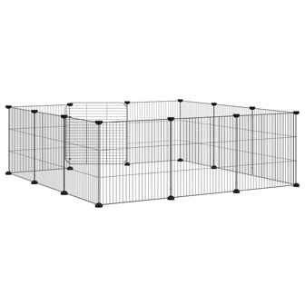 Vrijloophok met 12 panelen en deur, zwart 105x105x35 cm staal 6