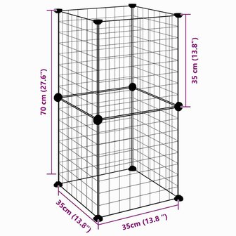 Vrijloophok met 8 panelen 35x35 cm staal zwart 8