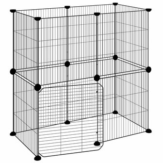 Vrijloophok met deur 12 panelen 35x35 cm staal zwart 2