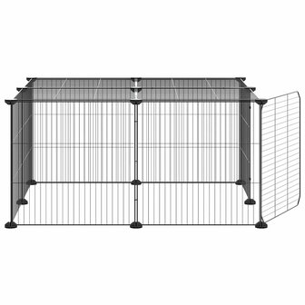 Vrijloophok met deur 12 panelen 35x35 cm staal zwart 5
