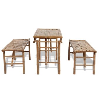 Biertafel met 2 bankjes 100 cm bamboe 4
