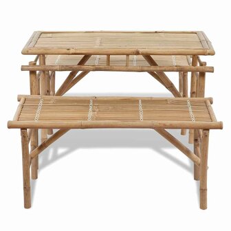 Biertafel met 2 bankjes 100 cm bamboe 5