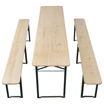 Opklapbare biertafel met 2 banken 220 cm vurenhout 3