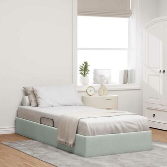 Opslag bed met opslag Lichtgrijs 100 x 190 cm fluweel 1
