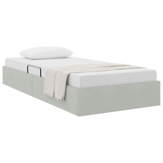 Opslag bed met opslag Lichtgrijs 100 x 190 cm fluweel 3
