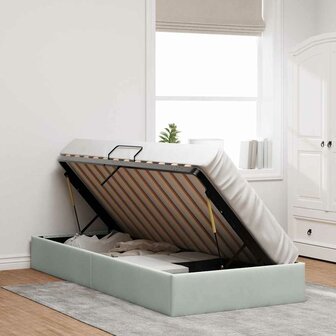 Opslag bed met opslag Lichtgrijs 100 x 190 cm fluweel 4