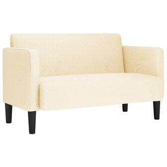 Loveseat bank 109 cm corduroy stof cr&amp;egrave;mekleurig 2
