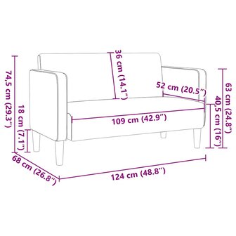 Loveseat bank 109 cm corduroy stof blauw 8
