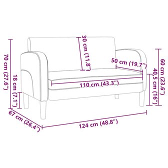 Loveseat bank 110 cm kunstleer grijs 8