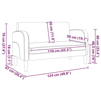 Loveseat bank 110 cm kunstleer donkergrijs 8