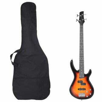Basgitaar voor beginners elektrisch met tas 4/4 46&amp;quot; bruin zwart 1
