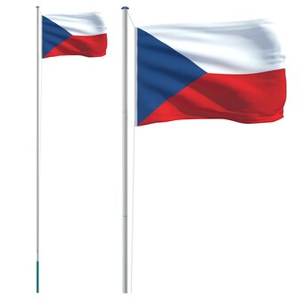 Vlag met vlaggenmast Tsjechi&amp;euml; 6,08 m aluminium 2