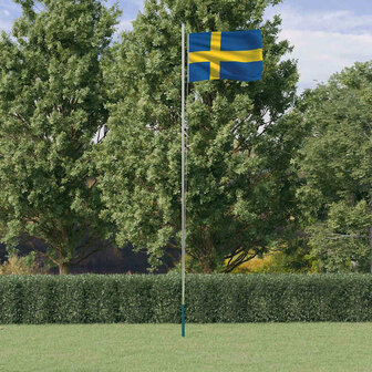 Vlag met vlaggenmast Zweden 6,08 m aluminium 1