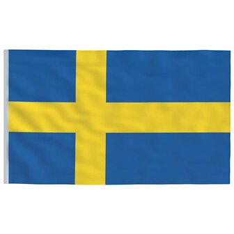 Vlag met vlaggenmast Zweden 6,08 m aluminium 4