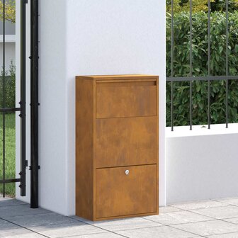 Pakketbrievenbus met slot Roestig 44 x 22 x 82 cm Cortenstaal 3
