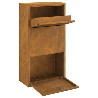 Pakketbrievenbus met slot Roestig 44 x 22 x 82 cm Cortenstaal 5