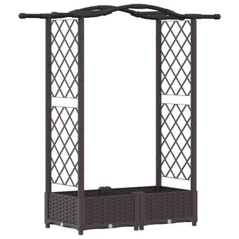 Verhoogde tuinbak met Trellis en Dak Bruin 124 x 40 x 123 cm PP 2