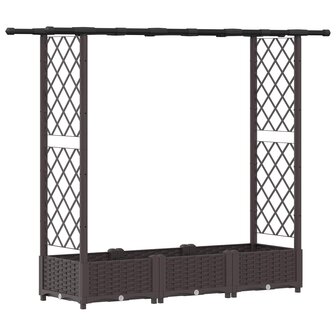 Verhoogde tuinbak met Trellis en Dak Bruin 164 x 40 x 121 cm PP 2