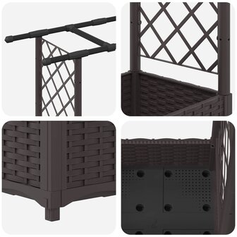 Verhoogde tuinbak met Trellis en Dak Bruin 164 x 40 x 121 cm PP 6