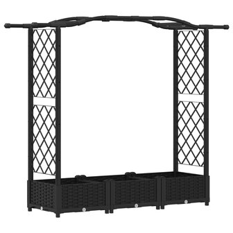 Verhoogde tuinbak met Trellis en Dak Zwart 169 x 40 x 123 cm PP 2