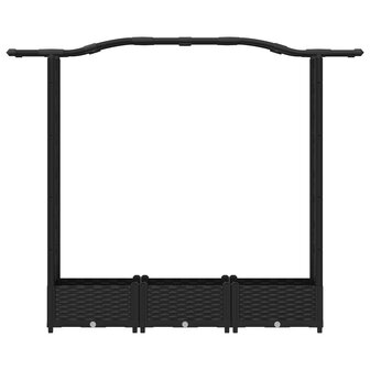 Verhoogde tuinbak met Trellis en Dak Zwart 169 x 40 x 123 cm PP 4