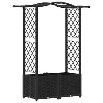 Verhoogde tuinbak met Trellis en Dak Zwart 125 x 40 x 138 cm PP 2