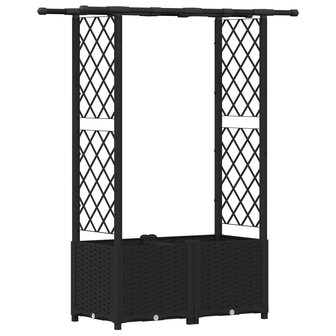 Verhoogde tuinbak met Trellis en Dak Zwart 124,5 x 40 x 136 cm PP 2