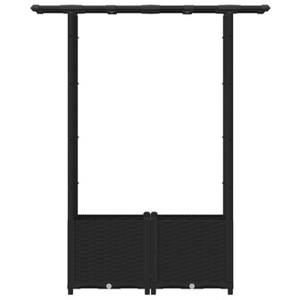 Verhoogde tuinbak met Trellis en Dak Zwart 124,5 x 40 x 136 cm PP 4