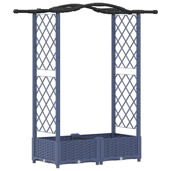 Verhoogde tuinbak met Trellis en Dak Grijs 124 x 40 x 123 cm PP 2