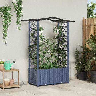 Verhoogde tuinbak met Trellis en Dak Grijs 125 x 40 x 138 cm PP 1